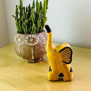 Cute small carved wood, hand painted elephant